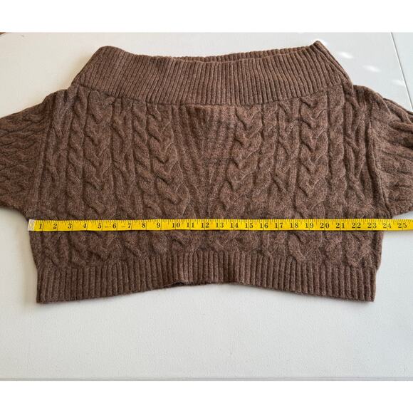 Express Sweater Jumper Women XL Brown Wool Cable Knit Cropped Boxy Dark Academia - Picture 6 of 10